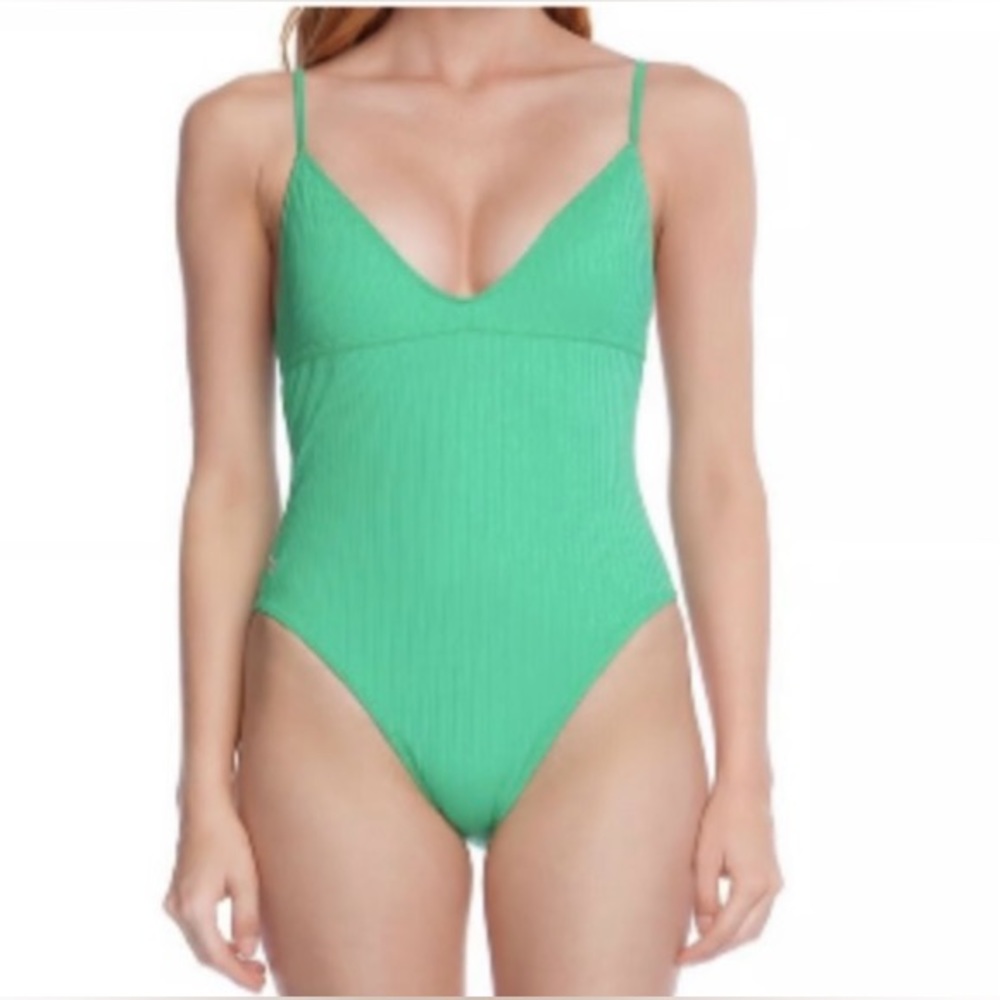 Polo by Ralph Lauren Green Ribbed One-Piece Swimsuit